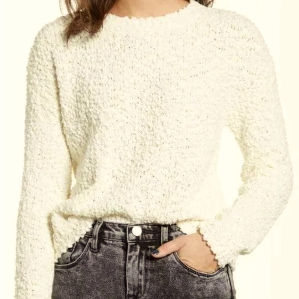 My Hiatus Sweater Womens Size M Ivory Long Sleeve Pullover Knit Sweater